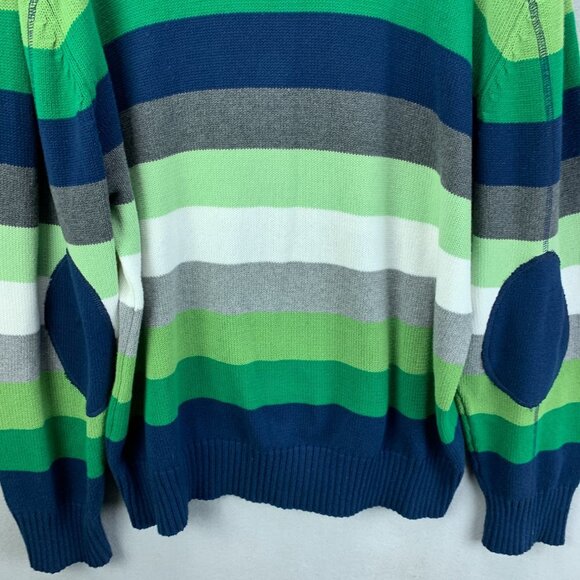 Parish Nation Sweater Mens 2XL‎ Blue Green Pullover Striped Long Sleeve V Neck - Picture 7 of 16